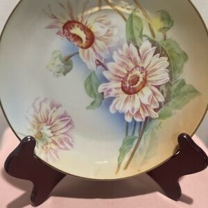 Floral Ceramic Plate with Gold Rim